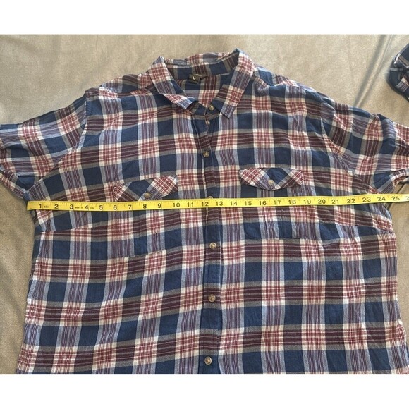 Women’s Eddie Bauer BLUE RED Plaid Button Up Long Sleeve Top Cotton Rayon Sz 2XL - Picture 6 of 9